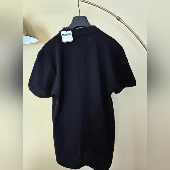 NWTMOSCHINO TEDDY BEAR PATCH BLACK POLO SHIRT Size:L/50